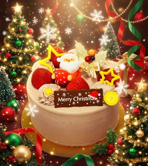 AIで背景をクリスマス仕様に差し替えた画像